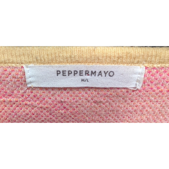 Pepper Mayo On the Record Psychedelic Boho Retro Crop Knit Tie Front Top M/L - Picture 8 of 11